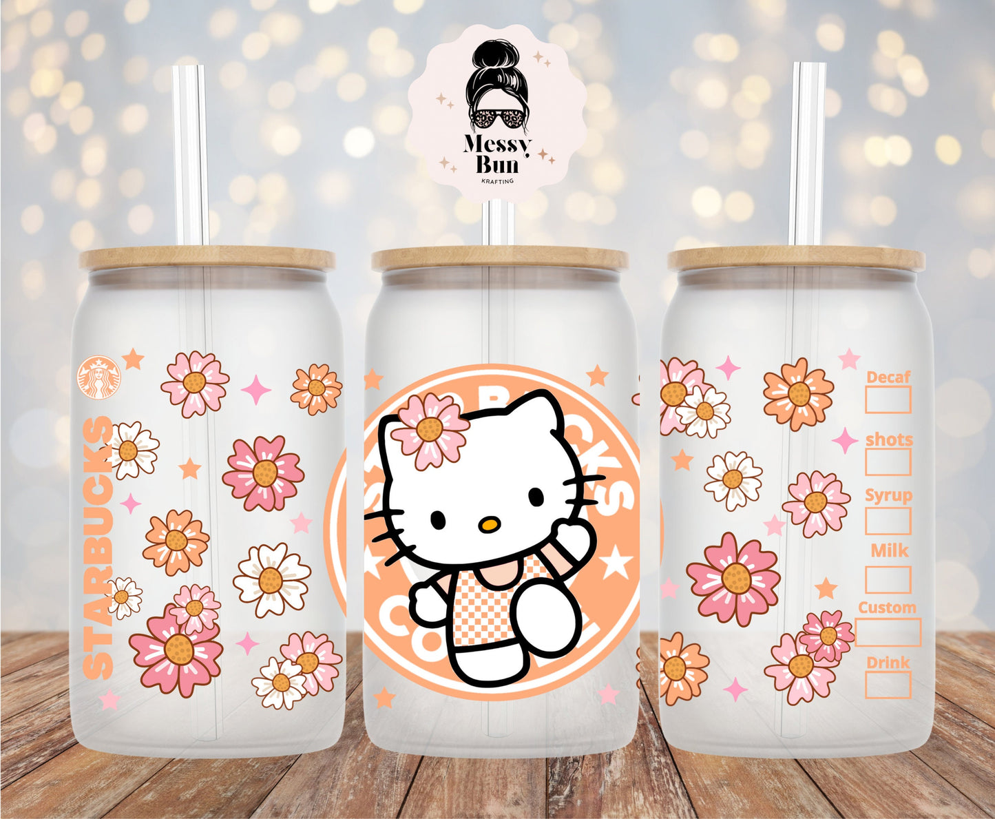 Starbies HKitty Peach 16oz , Flowers